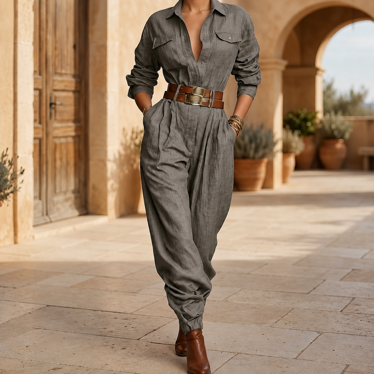 Marcelline Belted Utility Jumpsuit