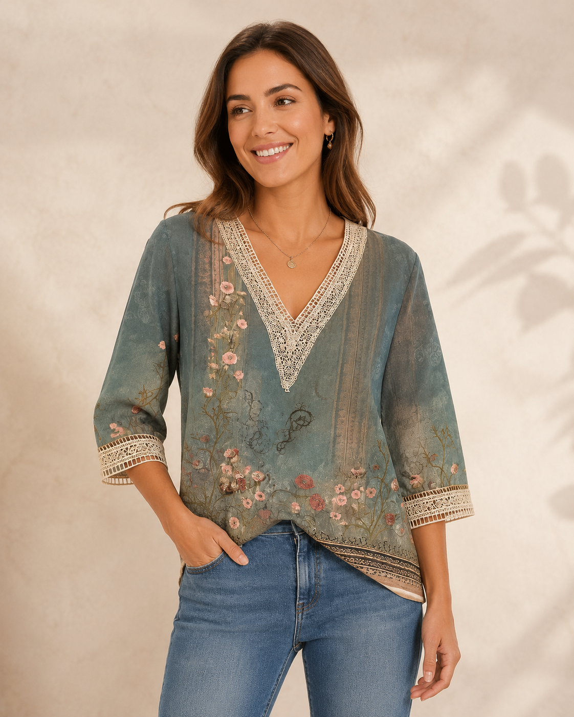 Rosaline Lace-Trim Blouse