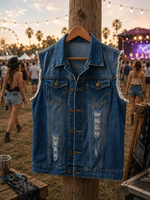 Bristol Distressed Denim Vest