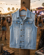 Bristol Distressed Denim Vest
