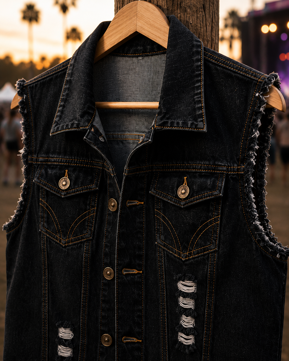 Bristol Distressed Denim Vest